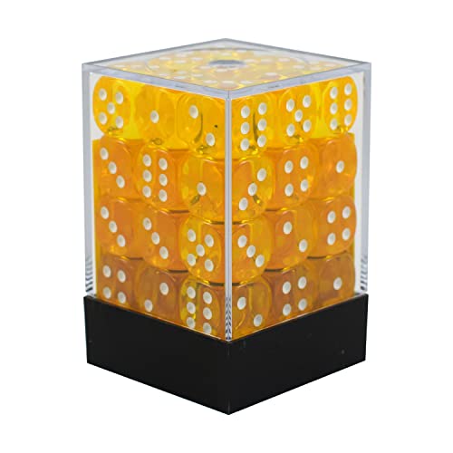 Chessex Translucent 12mm d6 with pips Dice Blocks (36 Dice) - Yellow w/White von Chessex
