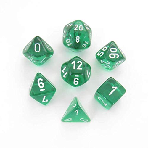 Chessex Translucent Polyhedral 7-Die Set - Green/White Chessex Translucent Polyhedral 7-Die Set - Green/White von Chessex
