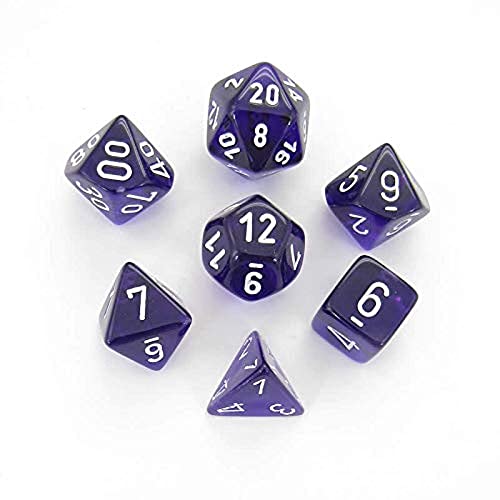 Chessex Translucent Polyhedral 7-Die Set - Purple/White Chessex Translucent Polyhedral 7-Die Set - Purple/White von Chessex
