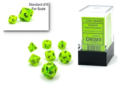 Vortex® Mini-Polyhedral Bright Green/black 7-Die Set von Chessex