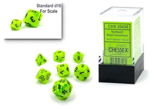 Vortex® Mini-Polyhedral Bright Green/Black 7-Die Set Vortex® Mini-Polyhedral Bright Green/Black 7-Die Set von Chessex