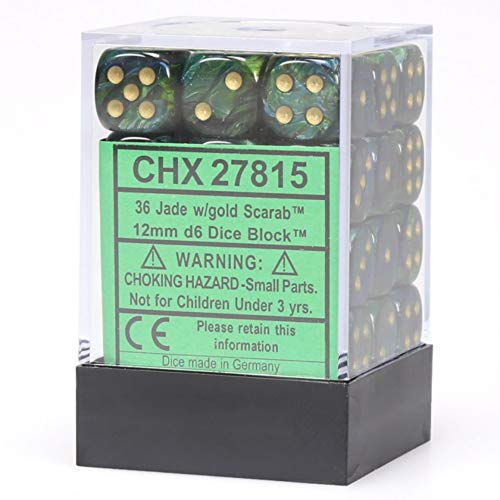 D6 12mm Jade w/Gold (36) von Chessex
