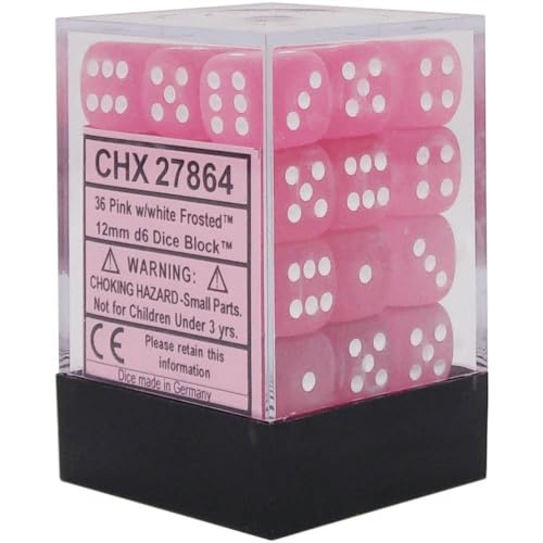 Dadi D6 Frosted Pink/White (36) von Chessex