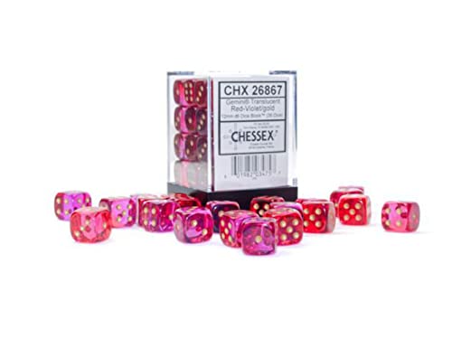 Gemini® 12mm d6 Translucent Red-Violet/gold Dice Block™ (36 dice) von Chessex