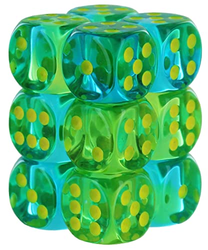 Gemini® 16mm d6 Translucent Green-Teal/yellow Dice Block™ (12 dice) von Chessex