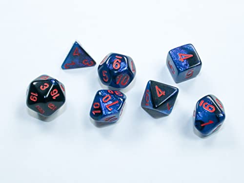 Gemini® Mini-Polyhedral Black-Starlight™/red 7-Die Set von Chessex