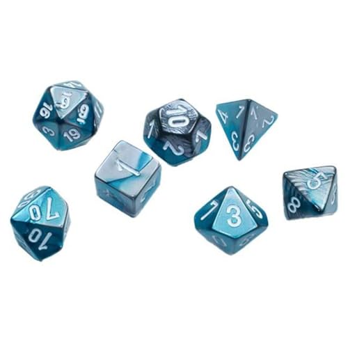 Gemini® Mini-Polyhedral Steel-Teal/white 7-Die Set von Chessex
