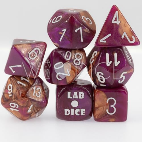 Gemini Copper-Purple/White Polyhedral 7-Dice Set (with Bonus die) von Chessex