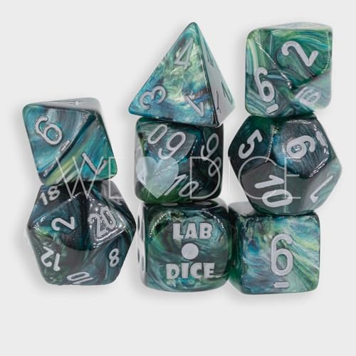 Lustrous Neptune/Grey Polyhedral 7-Dice Set (with Bonus die) von Chessex