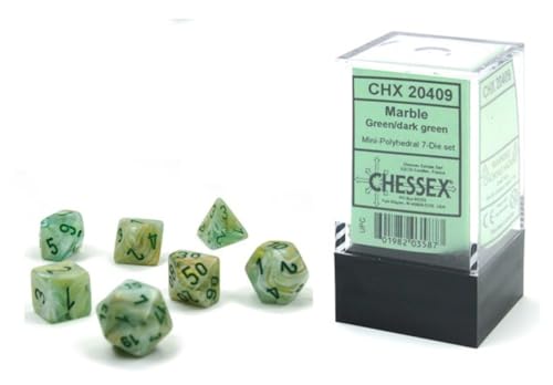 Marble Mini-Polyhedral Green/Dark Green 7-Die Set von Chessex
