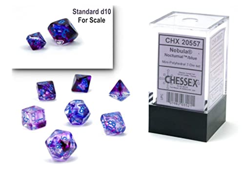 Nebula® Mini-Polyhedral Nocturnal /blue Luminary 7-Die Set von Chessex