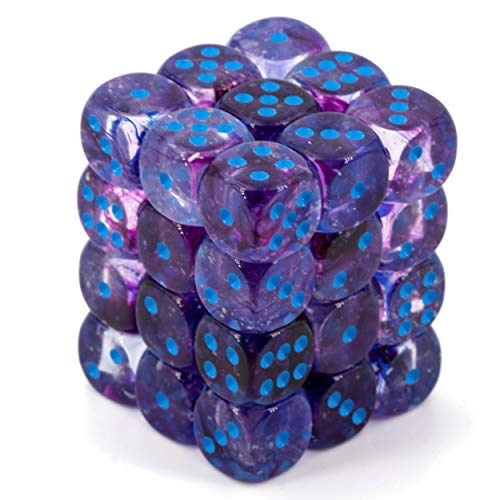 Nebula 12mm d6 Nocturnal/Blue Luminary Dice Block (36 dice) von Chessex