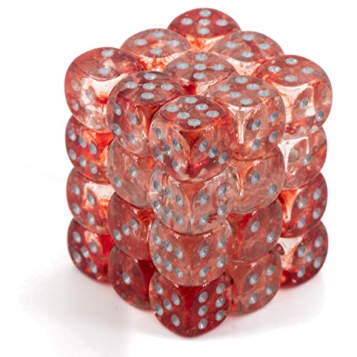 Nebula 12mm d6 Red/Silver Luminary Dice Block (36 dice) von Chessex