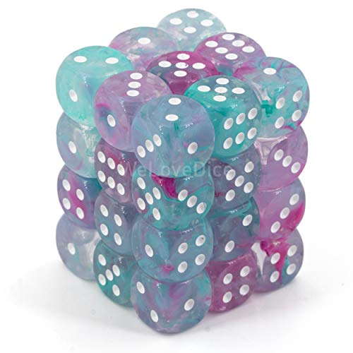 Nebula 12mm d6 Wisteria/White Luminary Dice Block (36 dice) von Chessex