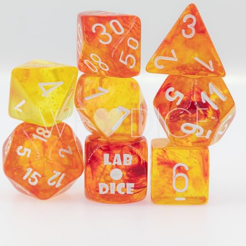 Nebula Molten/White Luminary™ Polyhedral 7-Dice Set (with Bonus die) von Chessex