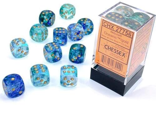 Nebula TM 16 mm d6 Oceanic/Golden Luminary Dice Block? (12 Dices) von Chessex
