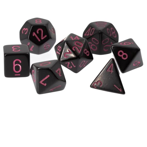 Opaque Black/pink Polyhedral 7-Dice Set von Chessex