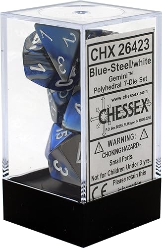 Polyhedral 7-Die Gemini Chessex Dice Set - Blue-Steel with White CHX-26423 by Chessex Polyhedral 7-Die Gemini Chessex Dice Set - Blue-Steel with White CHX-26423 by Chessex von Chessex