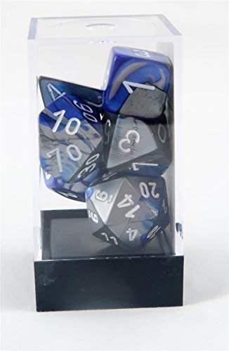 Polyhedral 7-Die Gemini Chessex Dice Set - Blue-Steel with White CHX-26423 by Chessex von Chessex