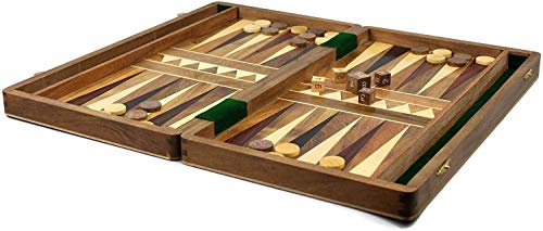 Backgammon-Set, eingelegt, handgefertigt, Massivholz mit Backgammon-Stücken und Doppelwürfeln, 25,4 cm Backgammon-Set, eingelegt, handgefertigt, Massivholz mit Backgammon-Stücken und Doppelwürfeln, 25,4 cm von Chessgammon