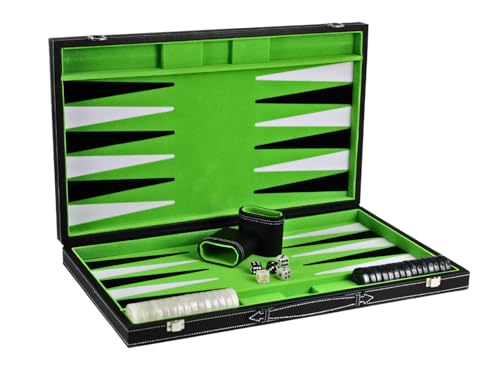 Backgammon-Set aus Leder, 53,3 cm, Limettengrün Backgammon-Set aus Leder, 53,3 cm, Limettengrün von Chessgammon