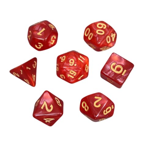Cardinal Red marmoriertes DND-Würfel-Set, 7-teiliges Würfel-Set, Rollenspielwürfel mit Würfelbeutel von Chessgammon