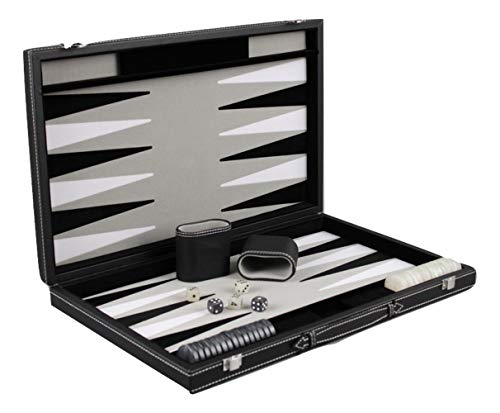 Chessgammon Backgammon-Spiel aus Graphengrau Leder 18" Chessgammon Backgammon-Spiel aus Graphengrau Leder 18" von Chessgammon