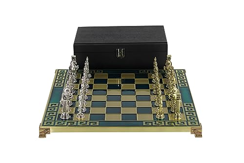 Chessgammon Blaues Metallschachspiel mit Athena-Schachfiguren 13 Zoll von Chessgammon