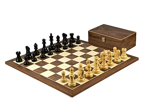Chessgammon Holzschachspiel Nussbaumbrett 20 Zoll Gewichtet Ebonisiert Reykjavik Staunton Figuren 3.75 Zoll von Chessgammon