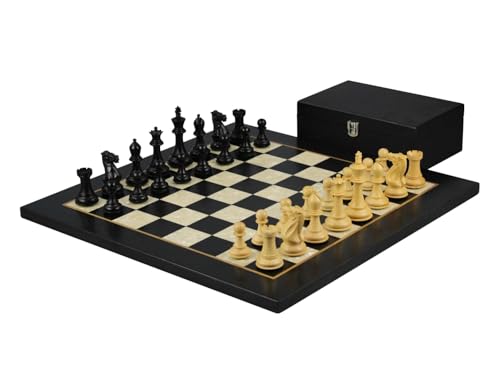 Ebenholz-Schach-Set, 50,8 cm, mit Helena-Perlmutt-Flachbrett, beschwert, Ebonisiert, professionelle Morphy Staunton Schachfiguren, 9,5 cm Ebenholz-Schach-Set, 50,8 cm, mit Helena-Perlmutt-Flachbrett, beschwert, Ebonisiert, professionelle Morphy Staunton Schachfiguren, 9,5 cm von Chessgammon