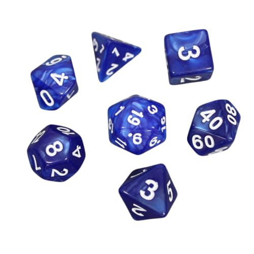 Elektrisch blau marmoriertes DND-Würfel-Set, 7-teiliges Würfel-Set, Rollenspielwürfel mit Würfelbeutel Elektrisch blau marmoriertes DND-Würfel-Set, 7-teiliges Würfel-Set, Rollenspielwürfel mit Würfelbeutel von Chessgammon