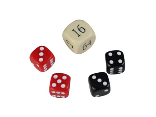 Ersatz-Backgammon-Würfel-Set, cremefarbener Doppelwürfel, rote und schwarze Würfel Ersatz-Backgammon-Würfel-Set, cremefarbener Doppelwürfel, rote und schwarze Würfel von Chessgammon