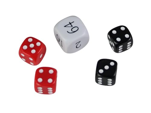 Ersatz-Backgammon-Würfel-Set, weißer Doppelwürfel, rote und schwarze Würfel Ersatz-Backgammon-Würfel-Set, weißer Doppelwürfel, rote und schwarze Würfel von Chessgammon