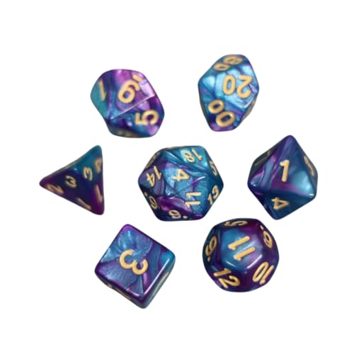 Galaxie-DND-Würfel-Set, blau und lila, marmoriert, 7-teiliges Würfel-Set, Rollenspiel-Würfel mit Würfelbeutel Galaxie-DND-Würfel-Set, blau und lila, marmoriert, 7-teiliges Würfel-Set, Rollenspiel-Würfel mit Würfelbeutel von Chessgammon