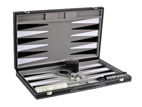 Graphene Grey Leather Backgammon-Set 53,3 cm Graphene Grey Leather Backgammon-Set 53,3 cm von Chessgammon