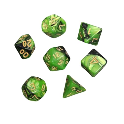 Green Dragons Eye marmoriertes DND-Würfel-Set, 7-teiliges Würfel-Set, Rollenspielwürfel mit Würfelbeutel Green Dragons Eye marmoriertes DND-Würfel-Set, 7-teiliges Würfel-Set, Rollenspielwürfel mit Würfelbeutel von Chessgammon
