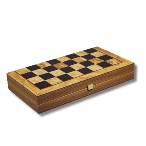 Hölzernes Manopoulos Backgammon-Set Wurzelholz Olive - 19" von Chessgammon