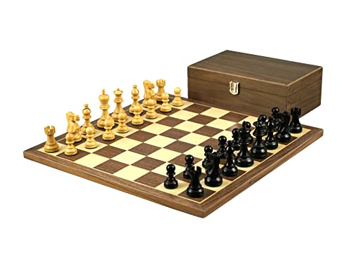 Holz-Schach-Set, Walnussbrett, 40,6 cm, beschwert, Ebenholz, klassische Staunton-Stücke, 7,6 cm Holz-Schach-Set, Walnussbrett, 40,6 cm, beschwert, Ebenholz, klassische Staunton-Stücke, 7,6 cm von Chessgammon