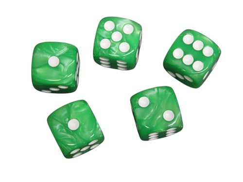 Kieferngrün, abgerundeter Marmor-Effekt, 16 mm, D6-Würfel, Spielwürfel mit weißen Punkten Kieferngrün, abgerundeter Marmor-Effekt, 16 mm, D6-Würfel, Spielwürfel mit weißen Punkten von Chessgammon