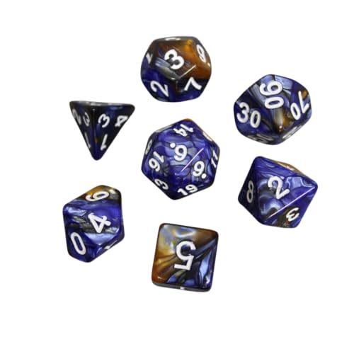 Marmoriertes DND-Würfel-Set, marineblau und klassische Goldmischung, 7-teiliges Würfel-Set, Rollenspielwürfel mit Würfelbeutel Marmoriertes DND-Würfel-Set, marineblau und klassische Goldmischung, 7-teiliges Würfel-Set, Rollenspielwürfel mit Würfelbeutel von Chessgammon