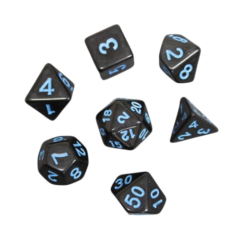 Midnight Black und Neon Blue marmoriertes DND-Würfel-Set, 7-teiliges Würfel-Set, Rollenspielwürfel mit Würfelbeutel Midnight Black und Neon Blue marmoriertes DND-Würfel-Set, 7-teiliges Würfel-Set, Rollenspielwürfel mit Würfelbeutel von Chessgammon
