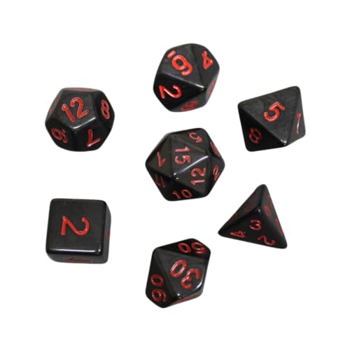 Midnight Black & Neon Red Marmoriertes DND-Würfel-Set, 7-teiliges Würfel-Set, Rollenspielwürfel mit Würfelbeutel Midnight Black & Neon Red Marmoriertes DND-Würfel-Set, 7-teiliges Würfel-Set, Rollenspielwürfel mit Würfelbeutel von Chessgammon