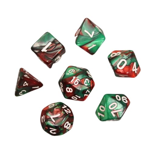 Northern Light DND-Würfel-Set, rot und grün, marmoriert, 7-teiliges Würfel-Set, Rollenspielwürfel mit Würfelbeutel Northern Light DND-Würfel-Set, rot und grün, marmoriert, 7-teiliges Würfel-Set, Rollenspielwürfel mit Würfelbeutel von Chessgammon