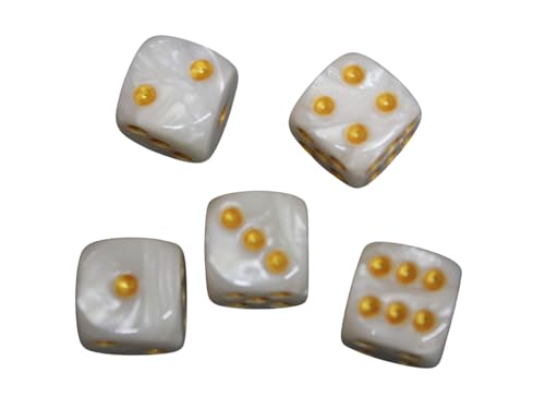 Perlweiße, abgerundete Marmor-Optik, 16 mm, D6-Würfel, Spielwürfel mit weißen Punkten Perlweiße, abgerundete Marmor-Optik, 16 mm, D6-Würfel, Spielwürfel mit weißen Punkten von Chessgammon