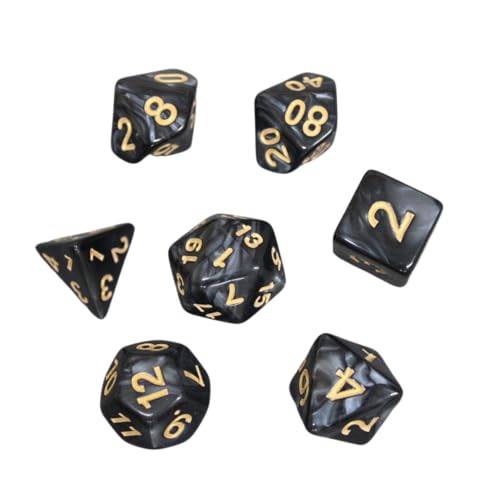 Rauchschwarz marmoriertes DND-Würfel-Set, 7-teiliges Würfel-Set, Rollenspielwürfel mit Würfelbeutel von Chessgammon