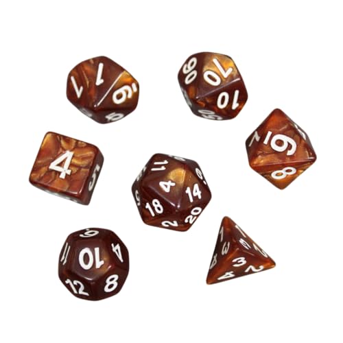 Rustikales braunes marmoriertes DND-Würfel-Set, 7-teiliges Würfel-Set, Rollenspielwürfel mit Würfelbeutel von Chessgammon