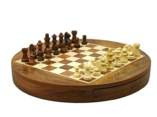Rundes Schachset aus Massivholz, 30,5 cm von Chessgammon