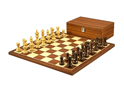 Schachspiel aus Holz, Mahagonibrett, 40,6 cm, beschwertes Sheesham, französische Ritterstücke, 7,6 cm Schachspiel aus Holz, Mahagonibrett, 40,6 cm, beschwertes Sheesham, französische Ritterstücke, 7,6 cm von Chessgammon