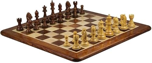 Sheesham Schach-Set mit flachem Sheesham-Schachbrett, 50,8 cm und Sheesham-König, Braut-Schachfiguren, 9,5 cm von Chessgammon