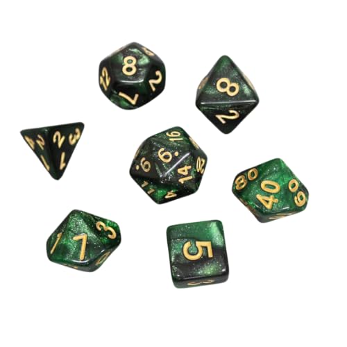 Smaragdgrünes, marmoriertes DND-Würfel-Set, 7-teiliges Würfel-Set, Rollenspielwürfel mit Würfelbeutel Smaragdgrünes, marmoriertes DND-Würfel-Set, 7-teiliges Würfel-Set, Rollenspielwürfel mit Würfelbeutel von Chessgammon
